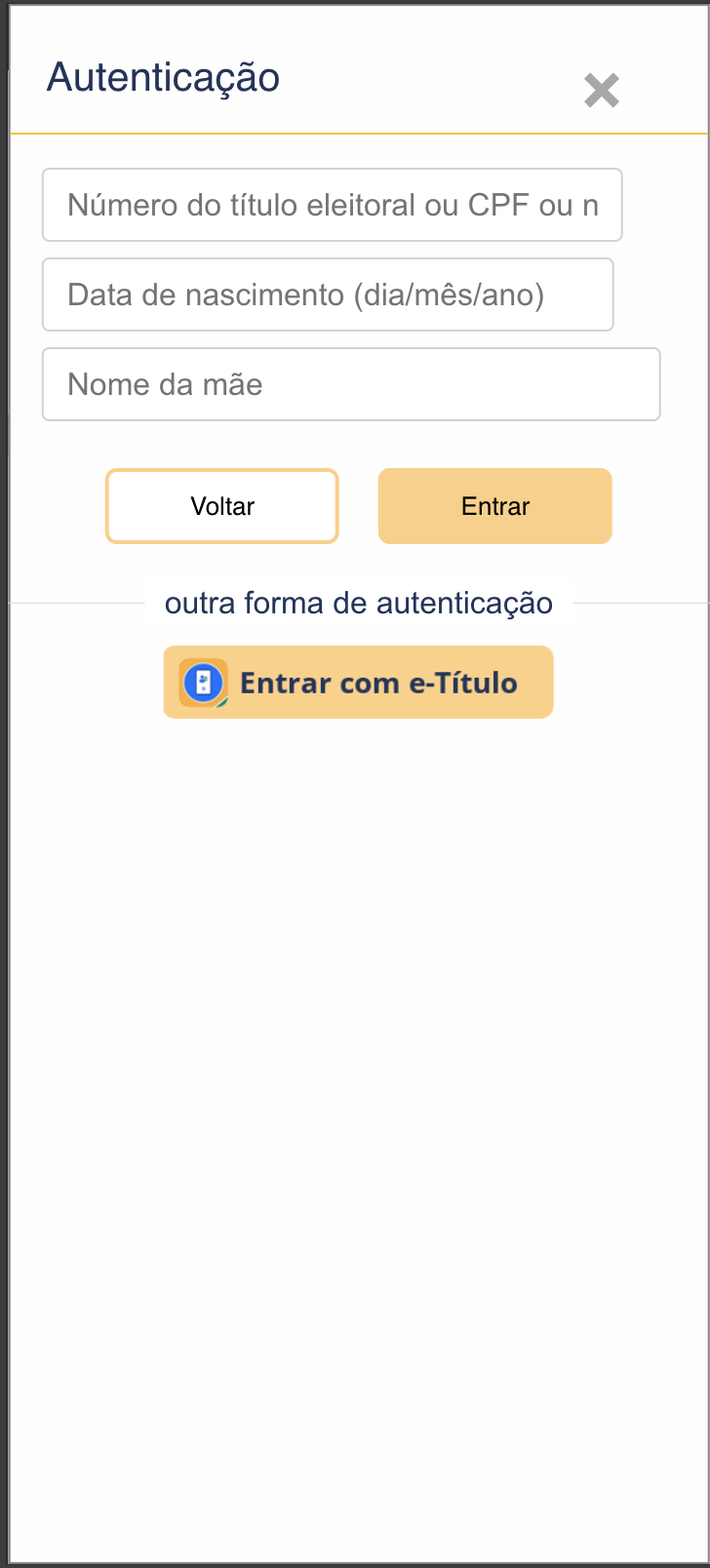 Formulário de consulta do local de votação no site do TSE